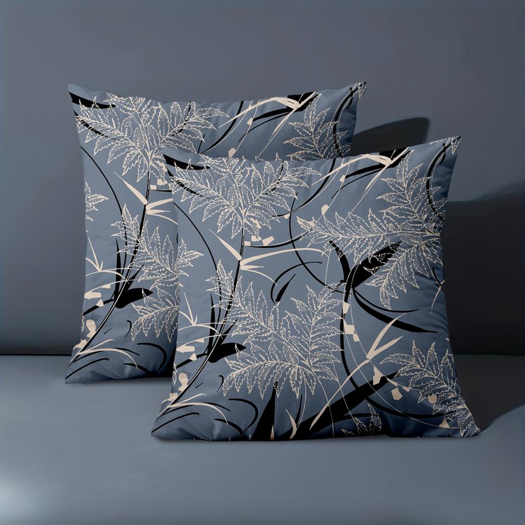 1 pieces -2D flat printing Blue Pillow with Leaf Pattern for Home Decor Polyester pillowcase, sofa decorative cushion cov