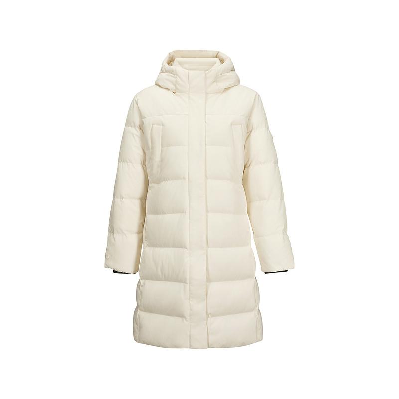Skechers Outdoor Series Solid Color Hooded Comfortable Long Sleeve Warm Down Jacket Women outerwear Eggshell L424W007-00V7 S