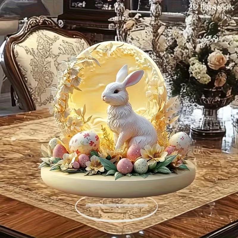 Богемная Пасхальная Зайка Декор Акрил 2D Плоский Домашний Настольный Арт 20cm