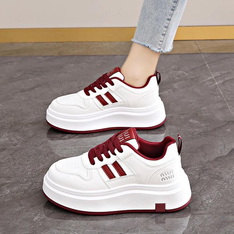 Thick-soled Little White Shoes Women's New Spring and Autumn Students Leather Soft-soled Sports with Skirts Casual Board Shoes
