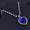 Luxury Blue Zircon Heart Pendant Necklace Women Romantic Exquisite Cz Diamond Necklaces For Women Wedding Jewelry Gifts