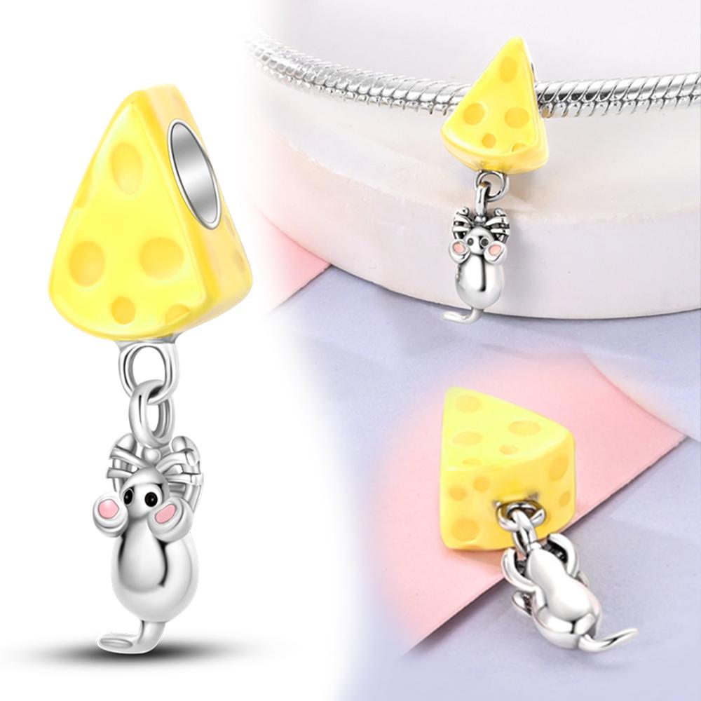

Creative Cheese Mouse Bead Charms copper Plated Bead Charms Compatible With Authentic Charm Bead Charms Bracelets Bead Charms Jewellery Gifts Ideal Fo