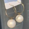Brincos de Argola de Pérola Estilo Retro de Hong Kong: Estilo Europeu & Americano Único e Minimalista para Mulheres