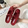 Bow inner height increase bag head fashionable retro gentle comfortable soft bottom evening half slippers women