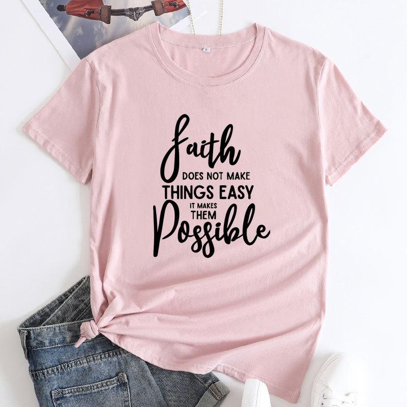 Summer Loose Print Tops Simple Round Neck Pure Cotton Tee Short Sleeved Top T-Shirts Women’s