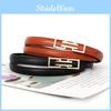 Womens Slim Pu Belt With Alloy Square Buckle For Trendy Office And Dress Up