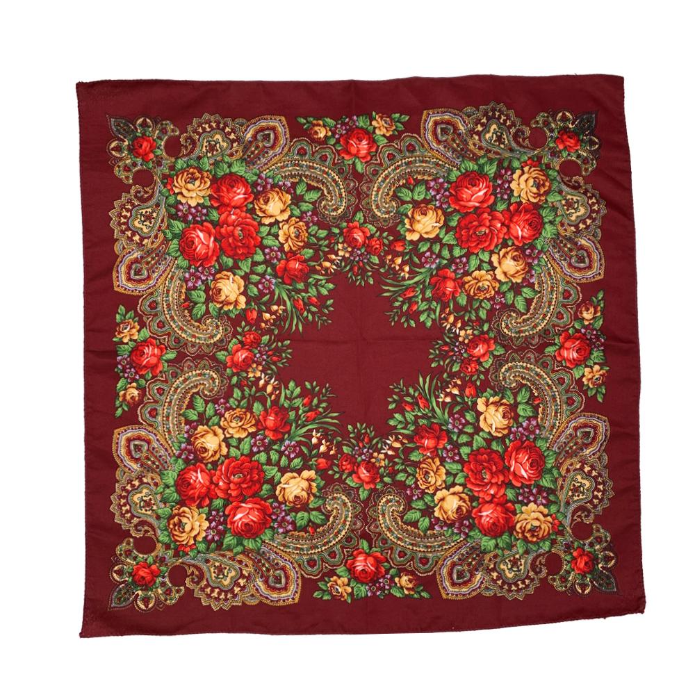 70*70Cm Luxury Floral Print Bandana Shawl Russian Style Square Scarf Female Headband Scarves Handkerchief Babushka Head Wraps