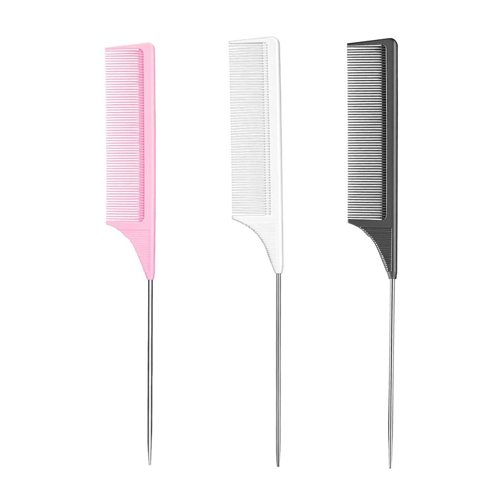Rat Tail Combs Carbon Fiber Metal Portable Solid Lightweight Heat-resisting Electrostatic Prevention Hair Pick