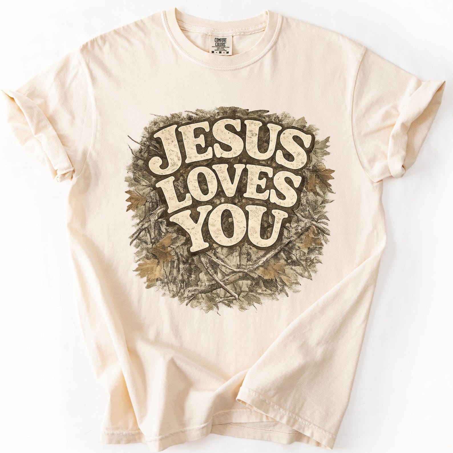Jesus Loves You Heavyweight Shirt, Christian Graphic Tee, Faith Based Apparel, Religious Gift, Bible Verse Inspired Tee M