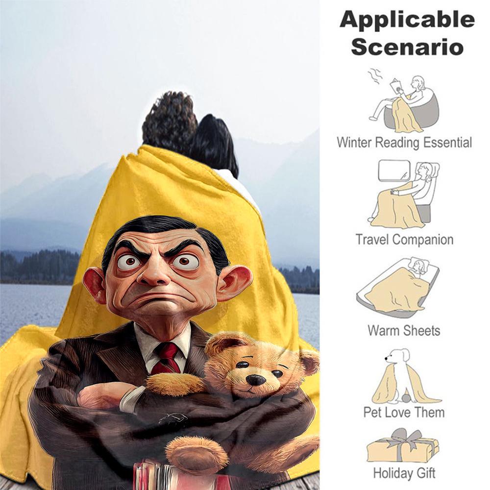 1PC M.. Couverture Flanelle Teddy Haricot pour l'Extérieur - Impression HD Légère Douce Chaude Couverture Toutes Saisons pour Canapé, Lit, Voyage - Lavable en Machine076
