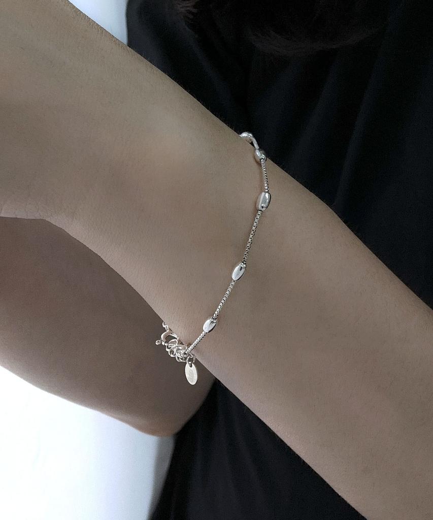 Ound Oval Ball Silver Chain Bracelet