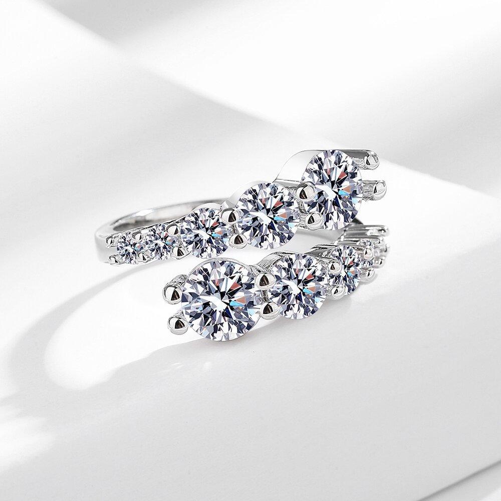 Silver Vacker Glänsande Sten Zirkon Ring För Kvinnor Förlovning Bröllop Hög Kvalitet Fint Smycke