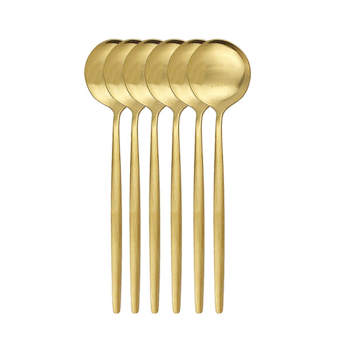 

6 шт./компл., золотой набор ложек, набор столовых приборов из нержавеющей стали, обеденный набор, кофейная чайная ложка, посуда, домашний кухонный набор столового серебра 6pcs золотой