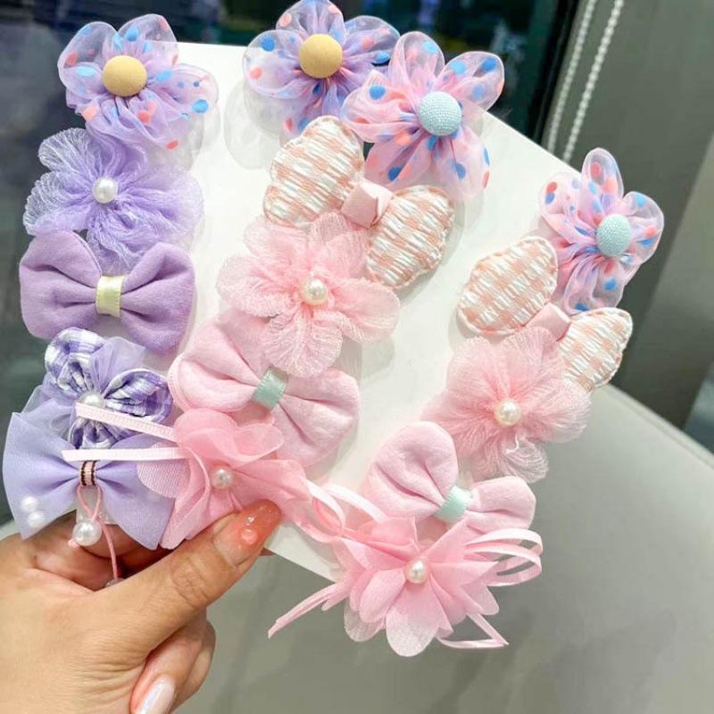 10pcs New Princess Super Fairy Bow Hair Clip Fabric Flower Hair Clip Children's Hair Accessories BB Clip Girls' Hairband Clip