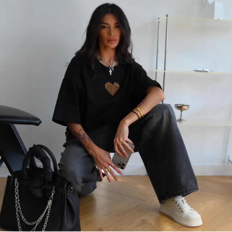 Women's Round Neck Loose Short-Sleeve T-shirt - Summer Casual Top