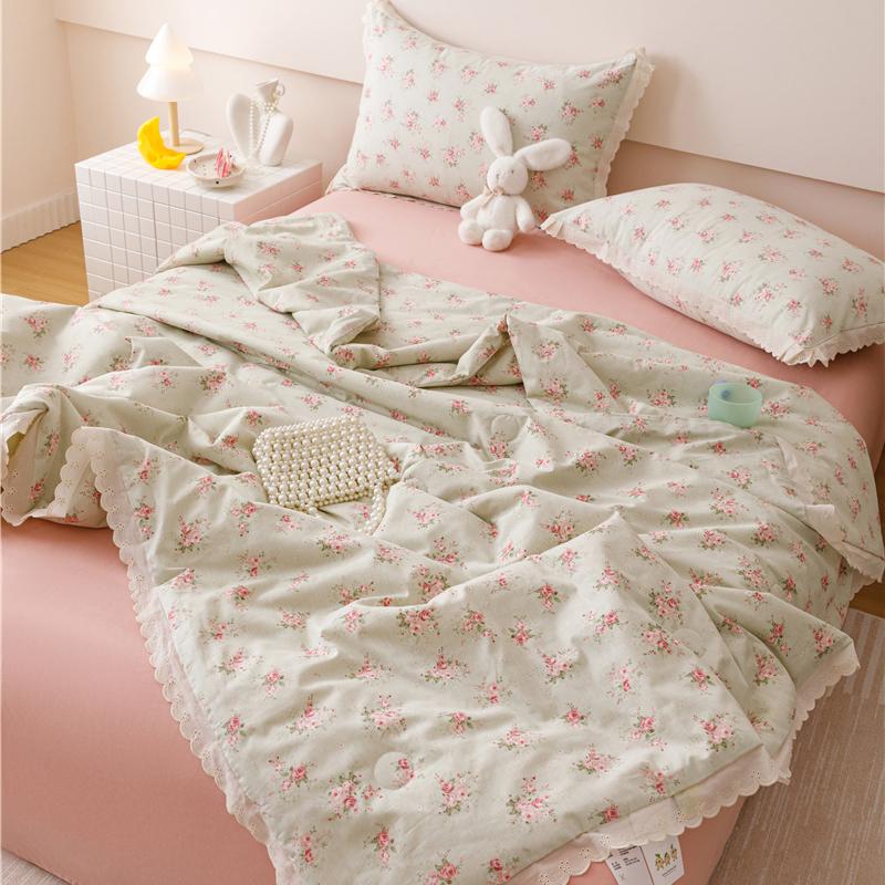 Summer Quilt French Style Comforter Quilt Flora Lace Household Machine Washable Suitable Cool And Refreshing  Blanket