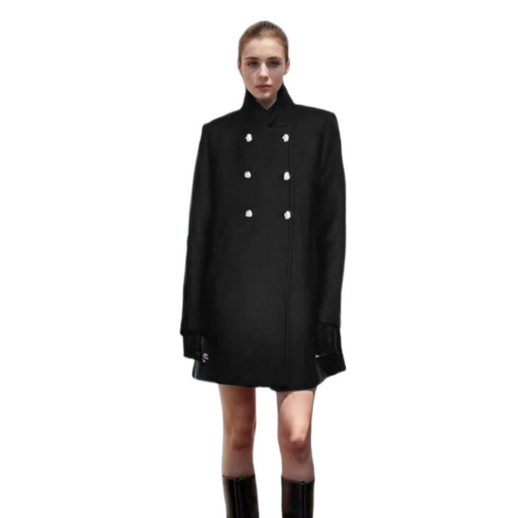 Women's Coats - Fall Winter Women's Mid-length Wool Coat Slim Fit Stand Collar Fashion Elegant Women Outerwear