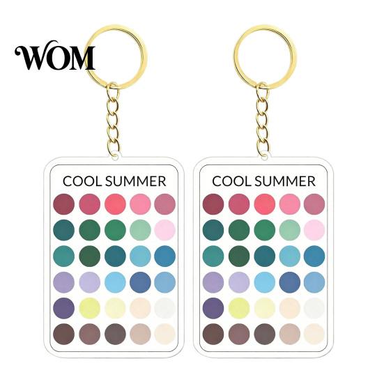 Personal Color Palette 2Pcs Keychain Pendant, Clear Acrylic Season Analysis Swatches Spring Summer Fall Winter Colors Keychain, Card, Gifts