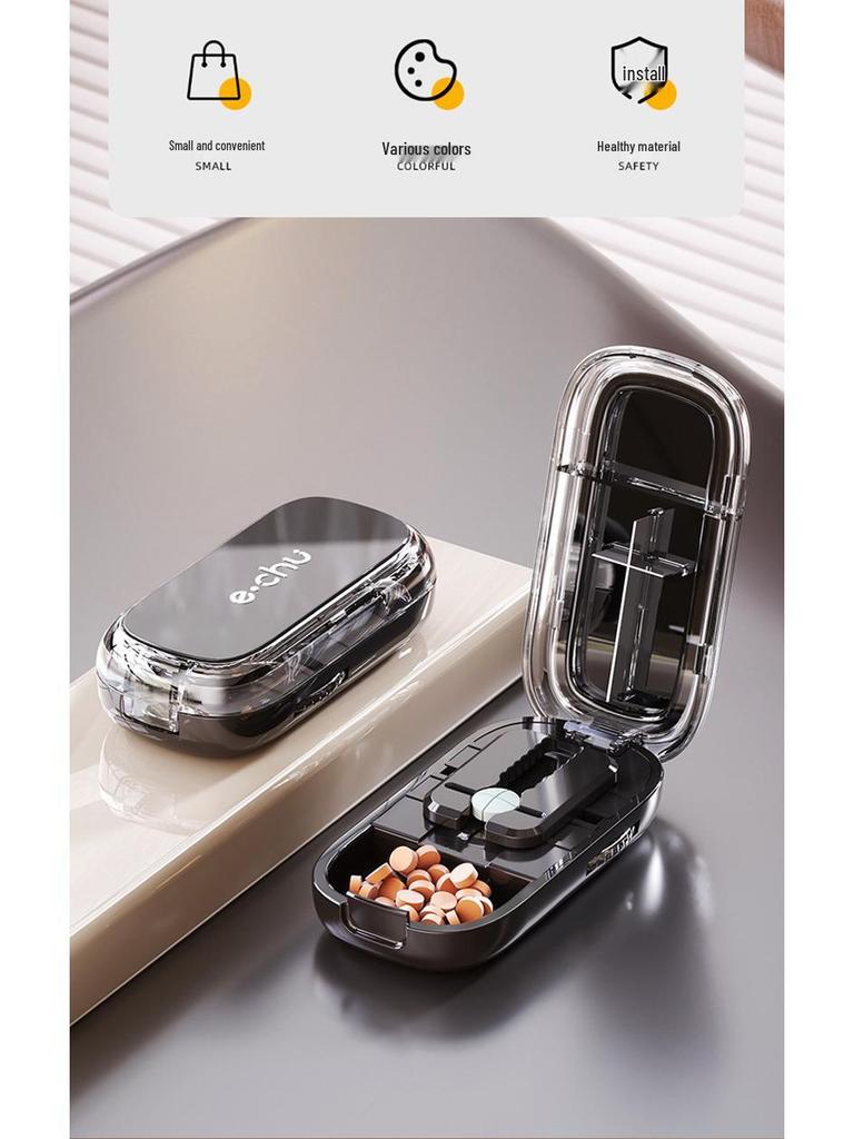Pill Cutter & Divider: Precise 1/4 & 1/2 Cutting, Portable Pill Box