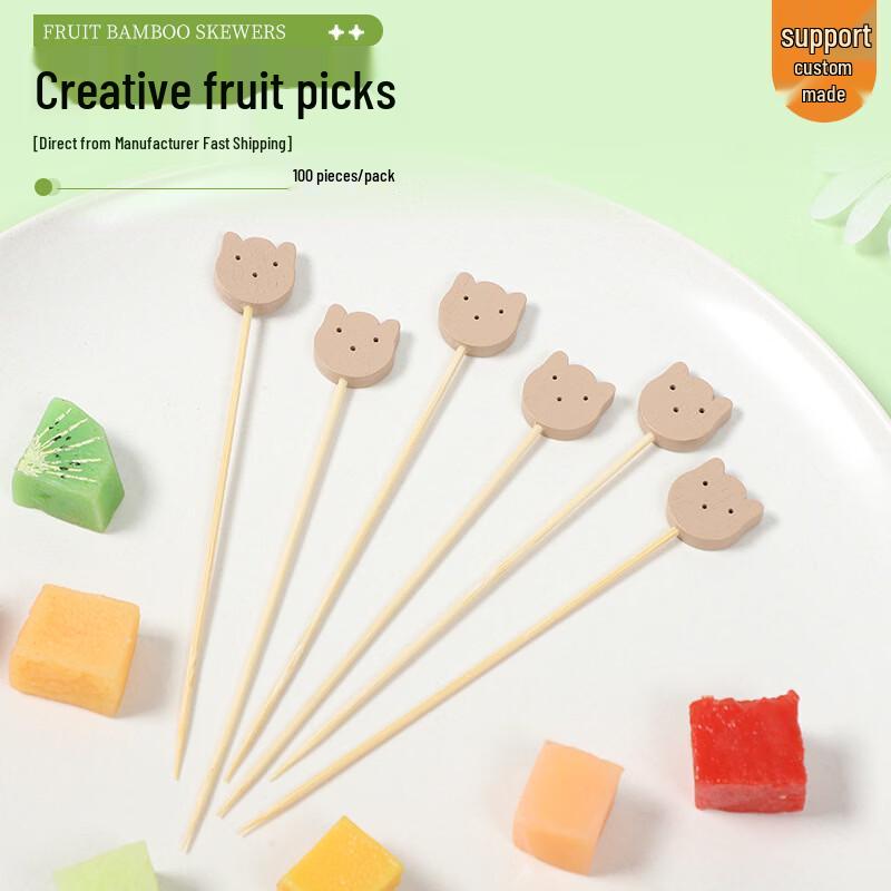 Deou Star Light Cute Bear Face Wooden Fruit Skewers