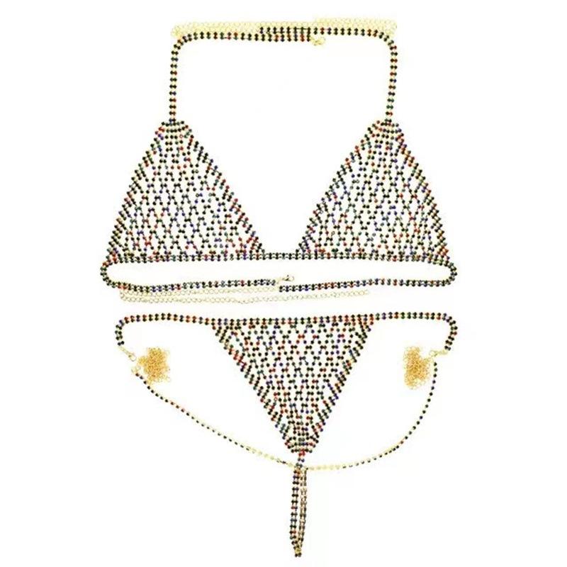 Fine Jewelry Body Chain Bra and Panties Bikini Set Summer Chest Sexy Underwear Women Rhinestone Body Jewelry