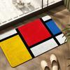 Mondrian Red, Yellow, Blue Geometric Pattern Absorbent Carpet Bathroom Anti Slip Floor Mat Home Decoration