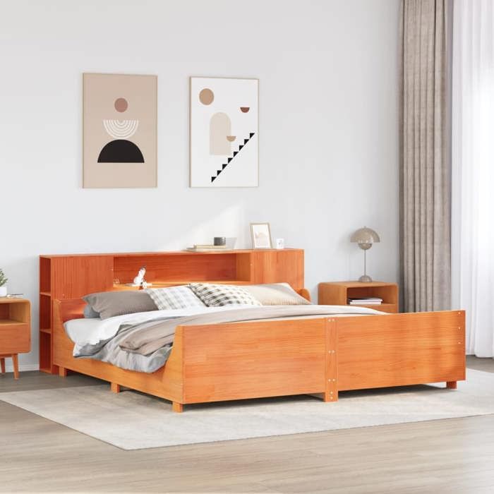 VidaXL Cadre de lit sans matelas cire marron 200x200cm bois pin massif 3323757