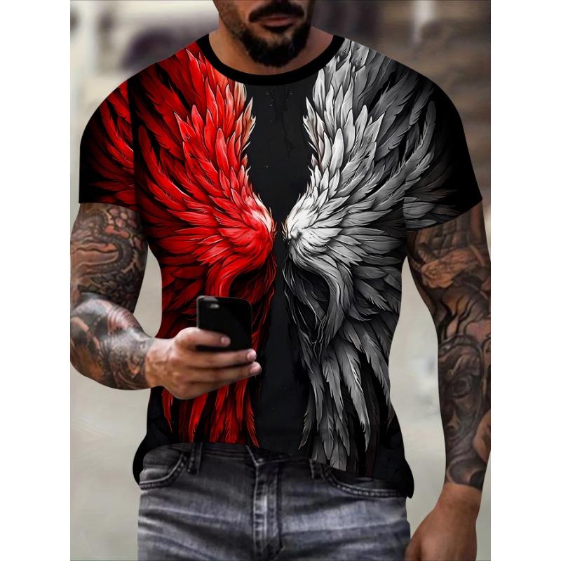 New 3D T-shirt for Men's Hip Hop Short Sleeve Top, Fire Ball Harajuku Men's T-shirt