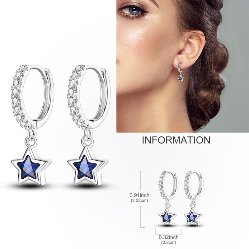 925 Silver Hoop Earring Moon Sun Earring Pendent Zircon Heart Shape Star Eardrop For Women Girl Making Jewelry