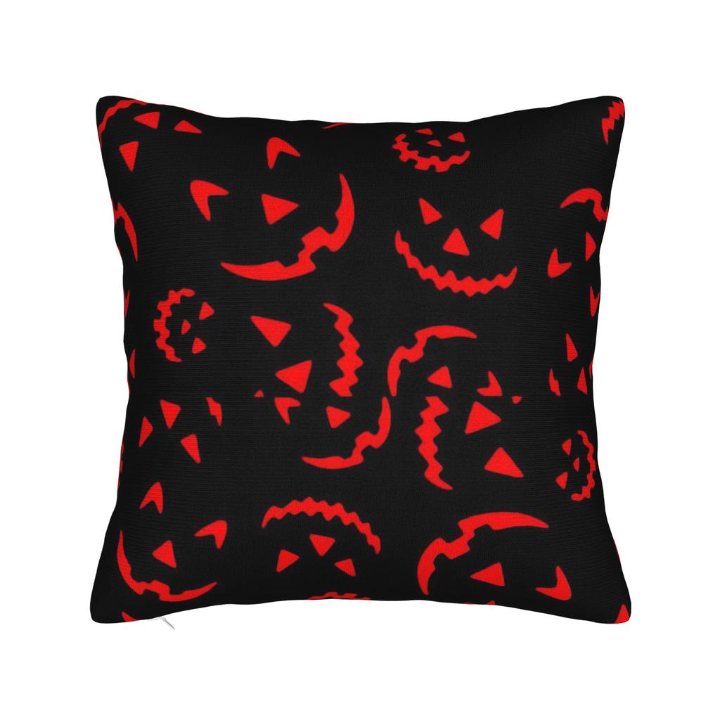 Horror Pumpkin Face Halloween Square Pillow Case Cushion Cover Novelty Zipper Decorative Pillowcase for Home 18"