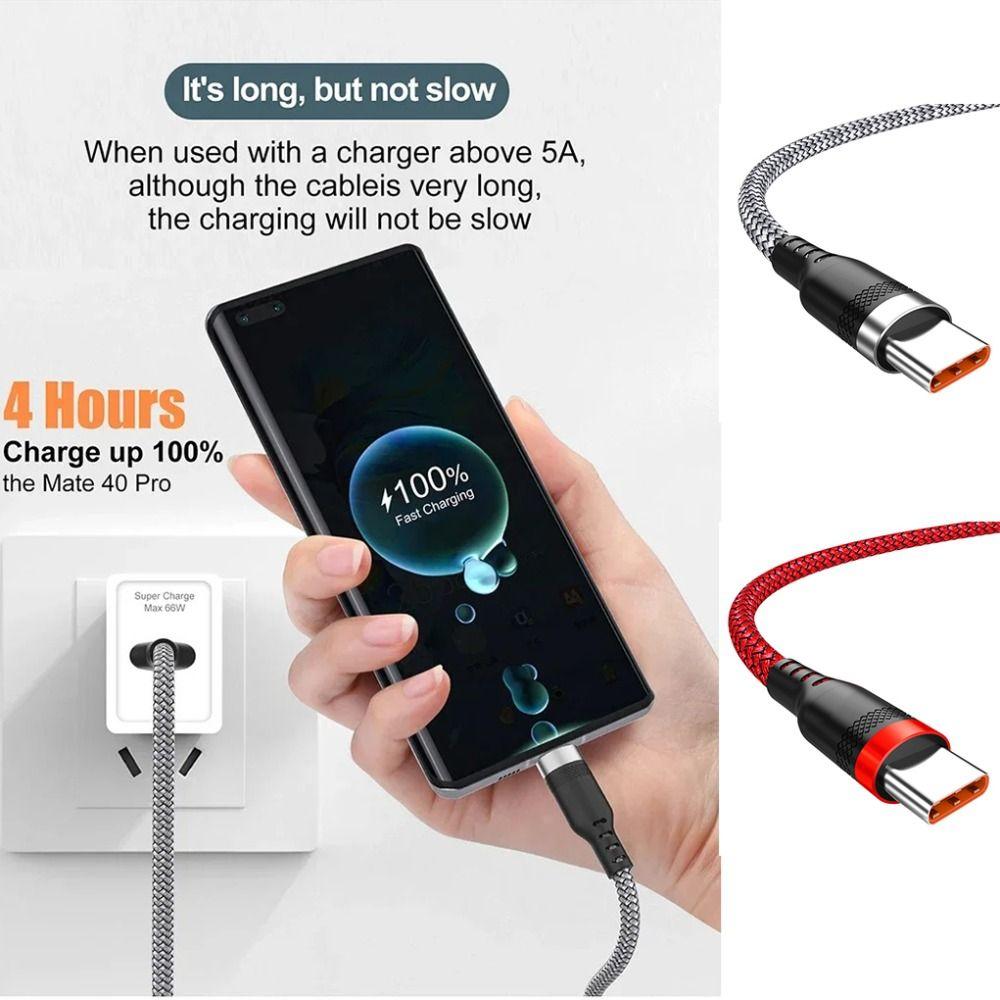 Weave USB TYPE C Cable Red/Black USB C Charging Cable Durable Extend Charging Cable  Mobile Device