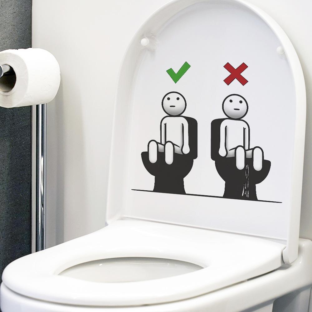 Whimsical Toilet Manners Sticker Bathroom Etiquette Guide Removable Waterproof Decal