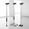Bengala Telescópica Multifuncional de Aço Inoxidável com Quatro Pernas Antiderrapante para Idosos