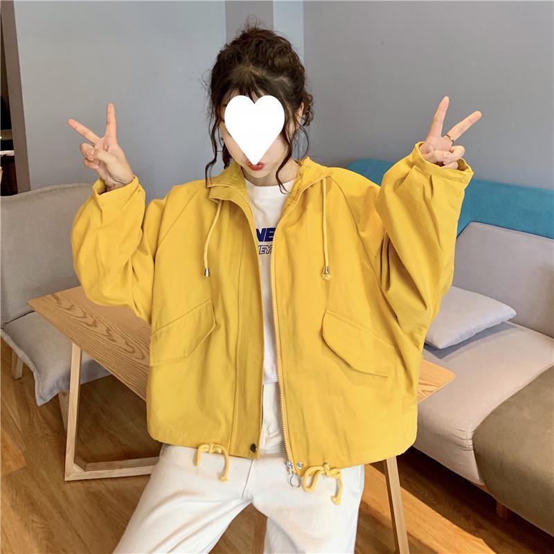 Women's Short Windbreaker: Korean Style Petite Loose Fit Autumn Jacket - Trendy and Versatile for Students