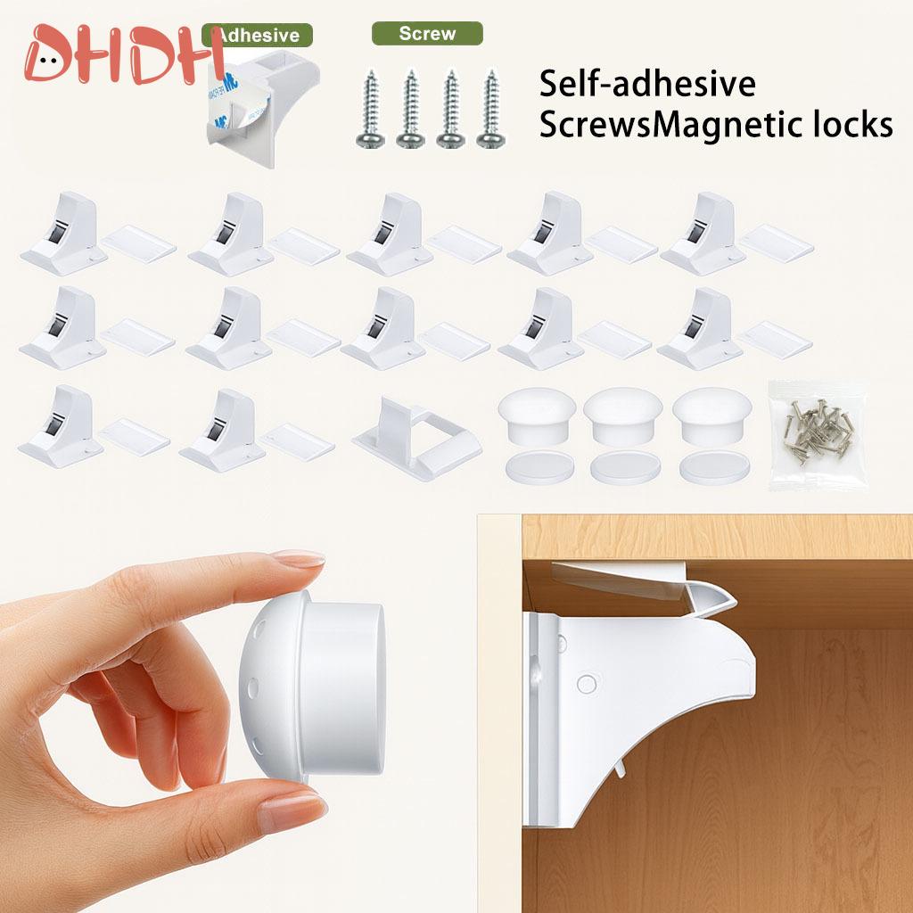 New Style Baby Safety Lock Magnetic Cabinet Locks Baby Proofing Drawer Cabinet Safety Accessories Self-adhesive or Screw Fixed