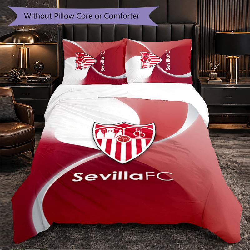Sevilla FC Themed Bedding 3Pcs Duvet Cover Set Decorative Bed Linen For Teen Room Home Decoration