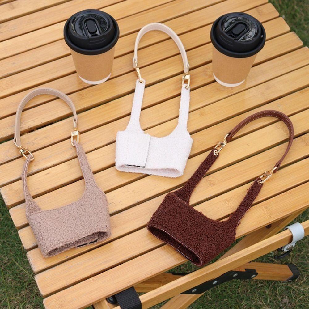 Plush Water Bottle Sleeve Portable Drink Sleeve Holder Handheld Coffee Cup Covers Milk Tea