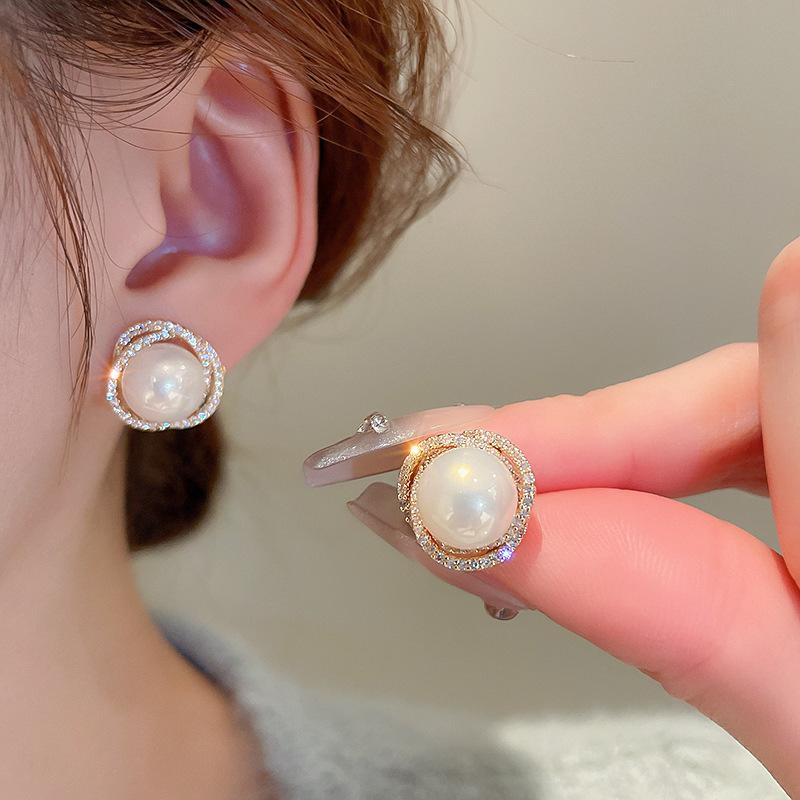 Real Gold Plated 925 Silver Needle Earrings, Natural Freshwater Pearl Flower Drop Earring, Elegant Floral Dangle Stud Earrings For Women Wedding Party