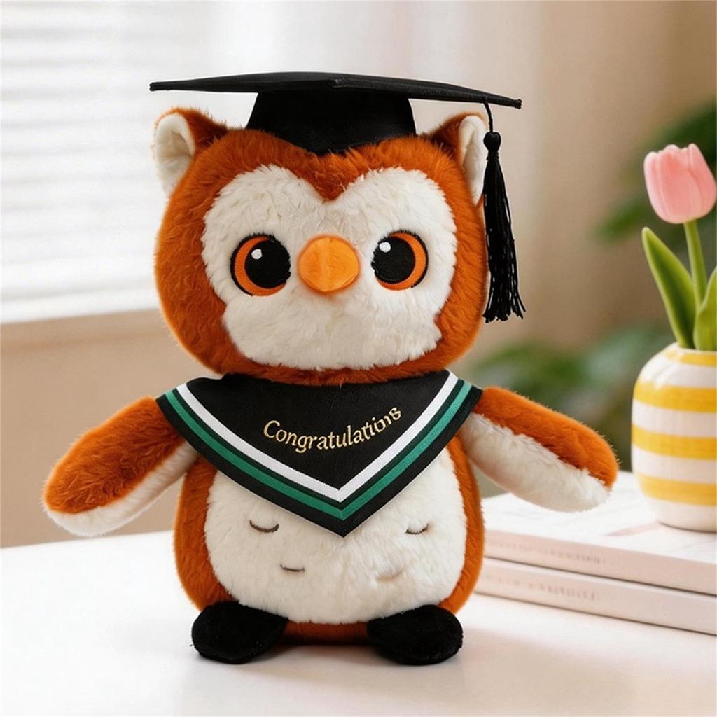 Peluche Civetta di Laurea Morbido Peluche con Cappello e Fascia di Congratulazioni per Regalo Laureato Scolastico