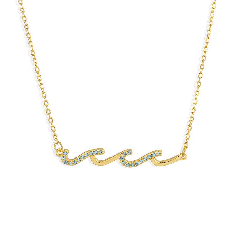 Europäische & Amerikanische Diamantbesetzte Wellen-Halskette - Eleganter, Vielseitiger, Hochwertiger Luxus-Schmuck für Damen