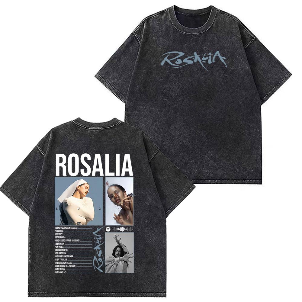 T-shirts Graphiques Notes de Musique Rosala LUX Unisexes Mode Femme T-shirt Ample Décontracté Esthétique T-shirts Lavés Streetwear
