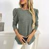Women's Fashionable Solid Color Long Sleeved Round Neck Loose Casual Pullover T-shirt Top