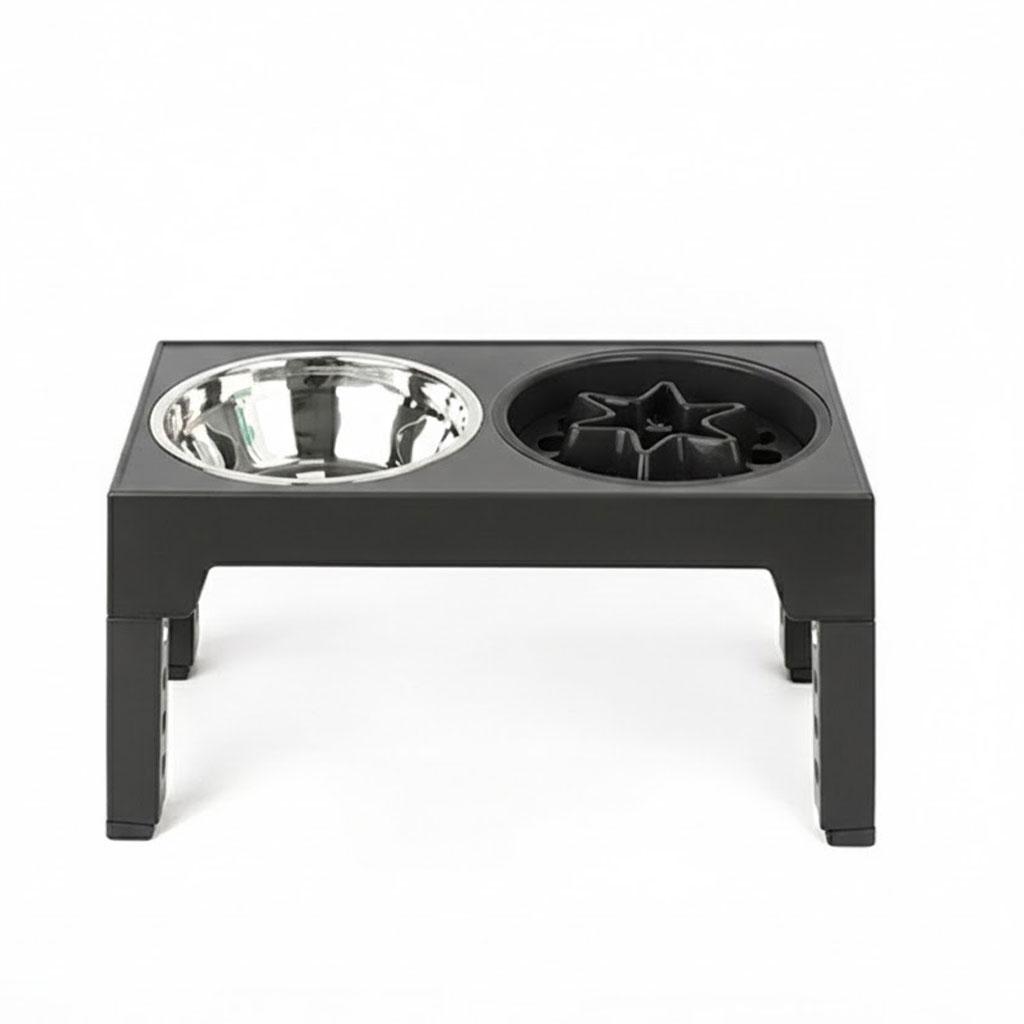 

No-Spill Stainless Steel Slow Feeder for Large Dogs | Raised Stand Pet Feeding Station with Anti-Gulping Function Set1 сірий
