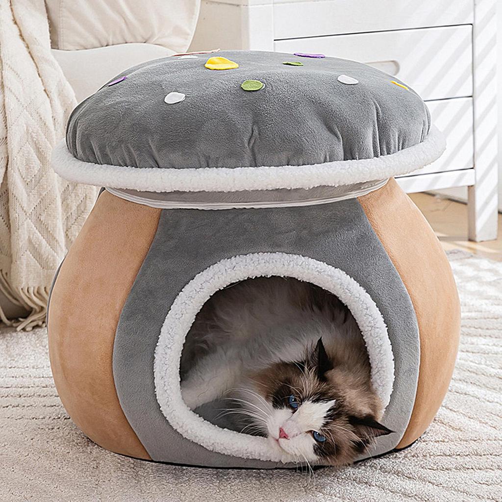 Cat Cave Bed Winter Warm Sleeping Nest With Removable Mat Cat Nest Bed For Puppy Animal Indoor Living Room Bedroom Balcony