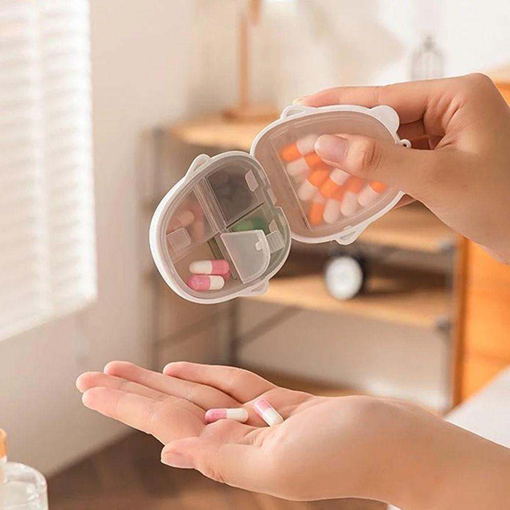 Sealed Medicine Storage Box Plastic Medicines Dispenser Portable Cartoon Bear Pill Box  Home