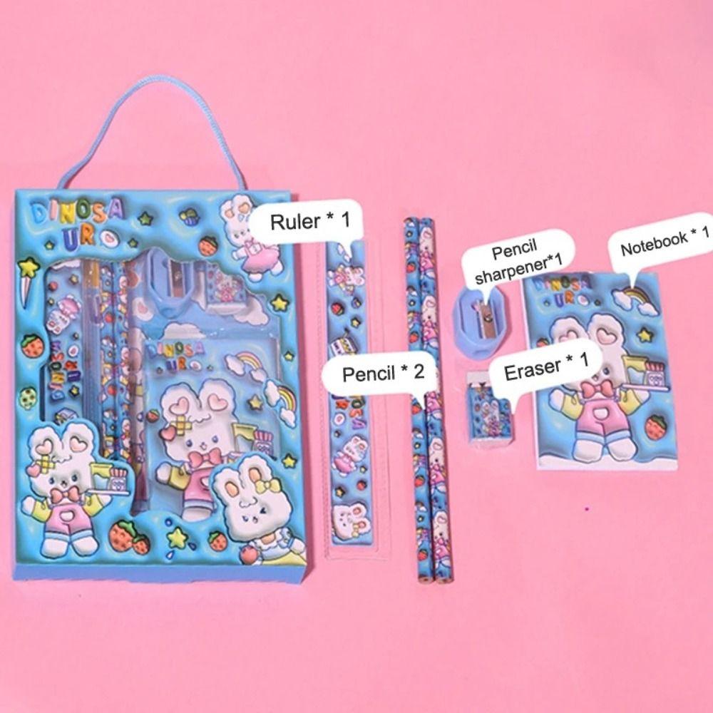 6Pcs/Set Erasers Stationery Set Stationery Study Stationery Set Cute Children's Pencils  Gift