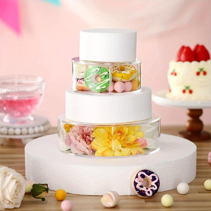 1PC Circular Cake Stand Stackable Acrylic Cake Rack DIY Cake Plastic Display Box Refillable Board Base 15/20/25cmx10cm