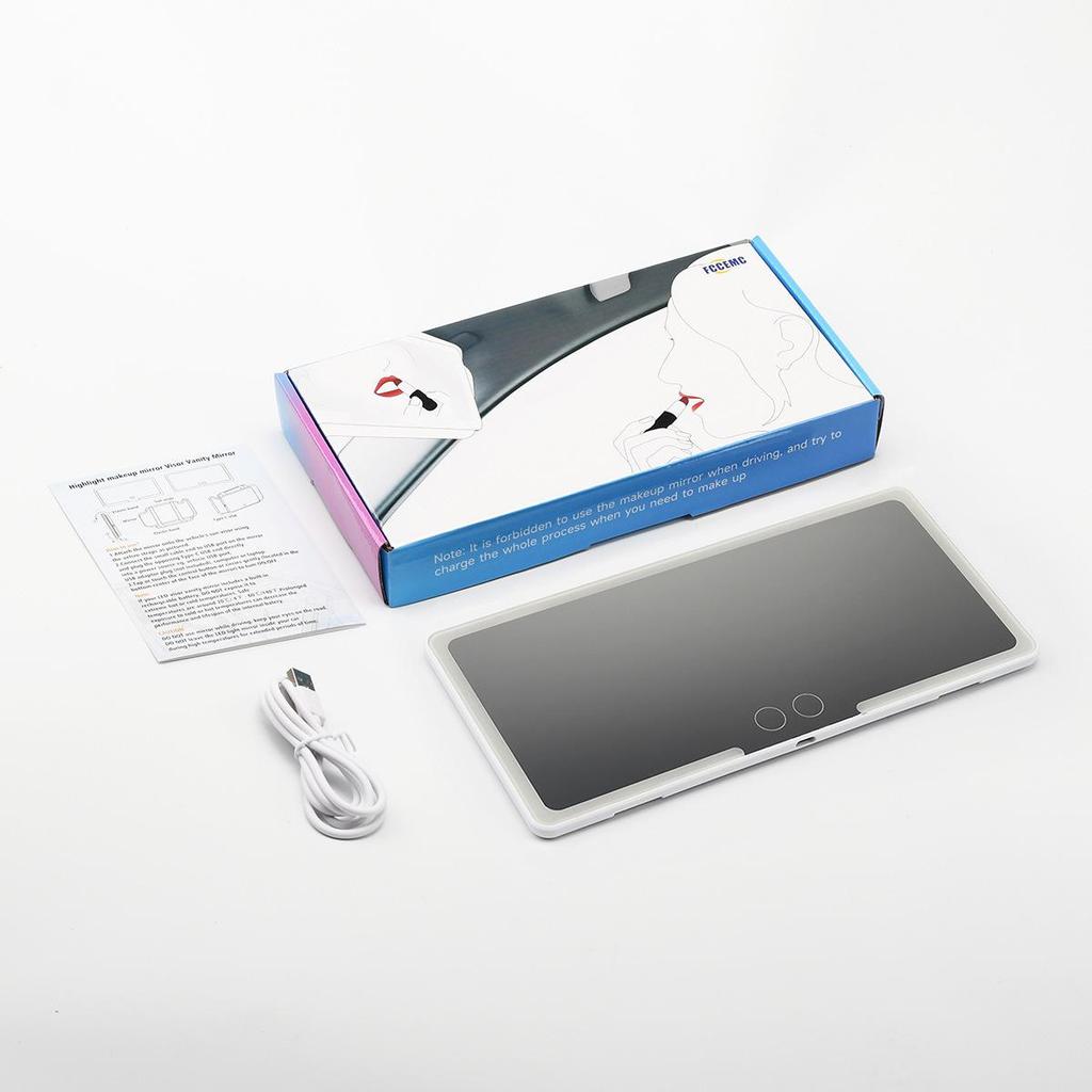 Miroir de Maquillage LED pour Voiture avec Double Commande Tactile Lumière d'Appoint & USB