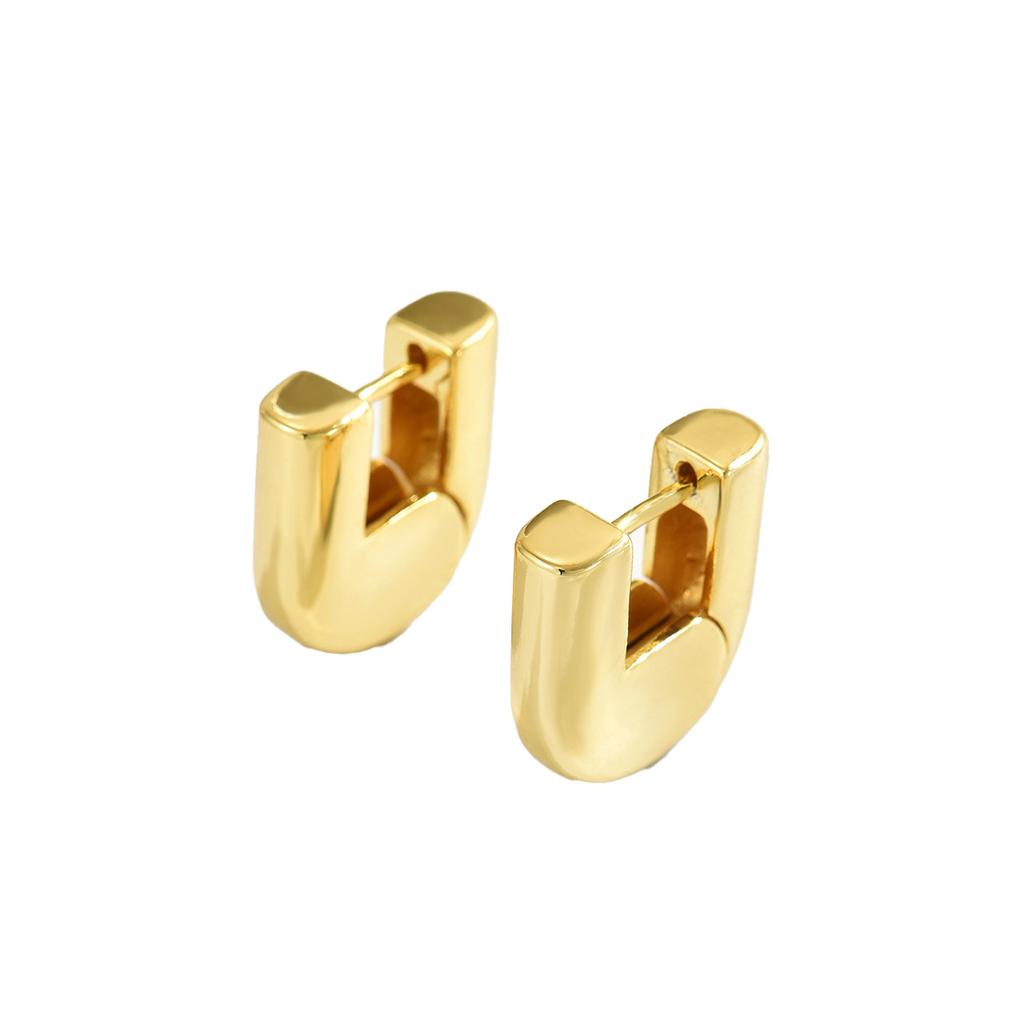 Wind jewelry 18k gold lock U-shaped design geometric earrings versatile high-end light luxury earrings NV