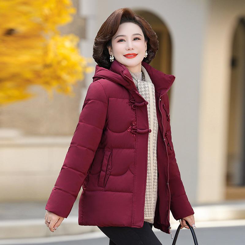 Middle-aged and Elderly Women's Winter Cotton Clothes Plus Velvet and Thickened Elderly Winter Cotton Clothes